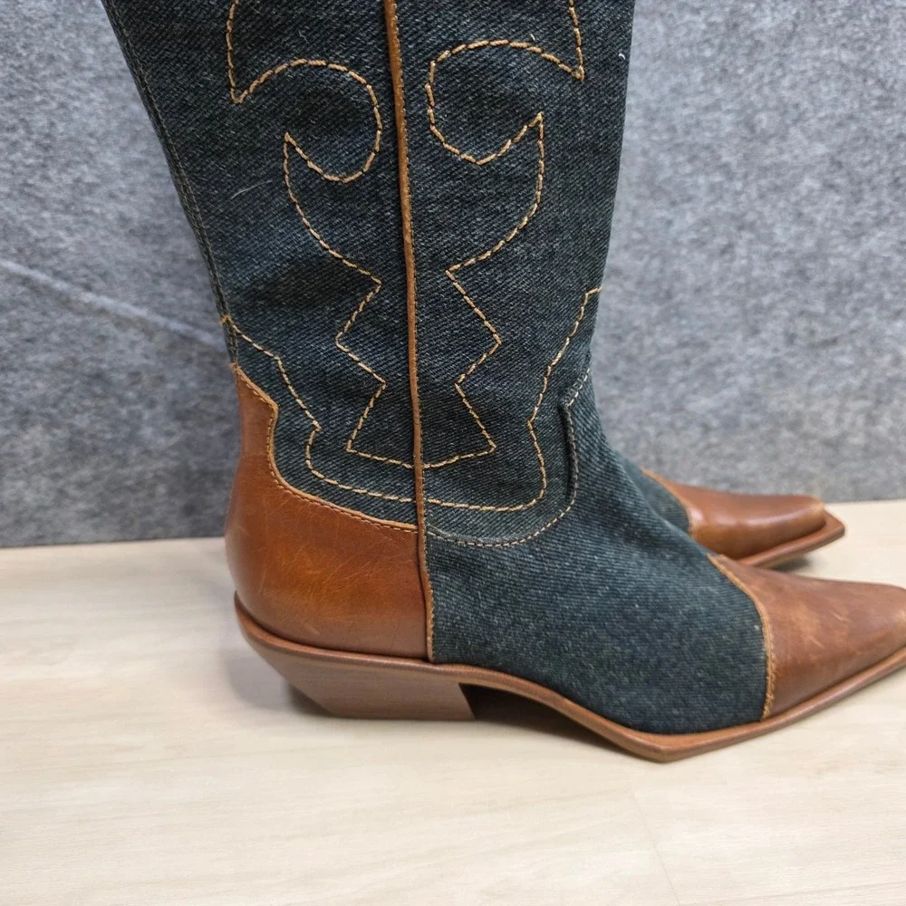 Coconut‎ Matisse Women's Faux Leather Denim Cowboy Boots Western Size 7.5 M